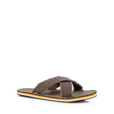 Dark brown frayed mule flip flops